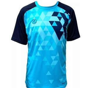 NWT West Coast Men's Geometric Print Short Sleeve Athletic Jersey Top Blue Large